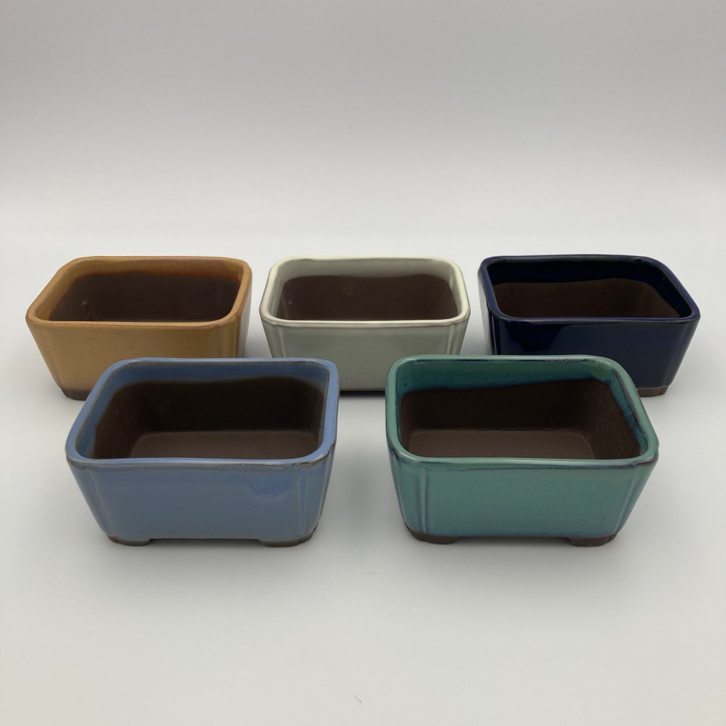 group of rectangular bonsai pots