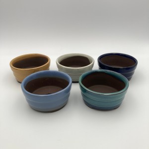 group of round bonsai pots