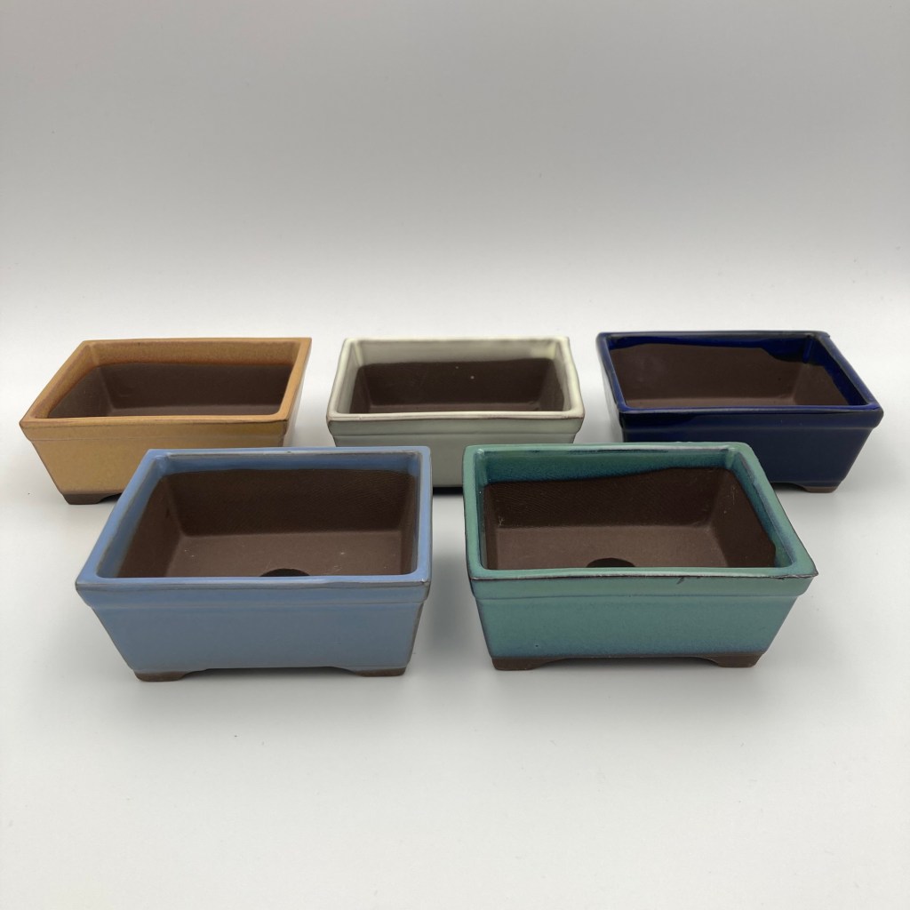 group of rectangle bonsai pots