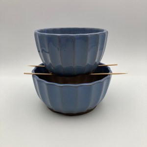 two light blue bonsai pots